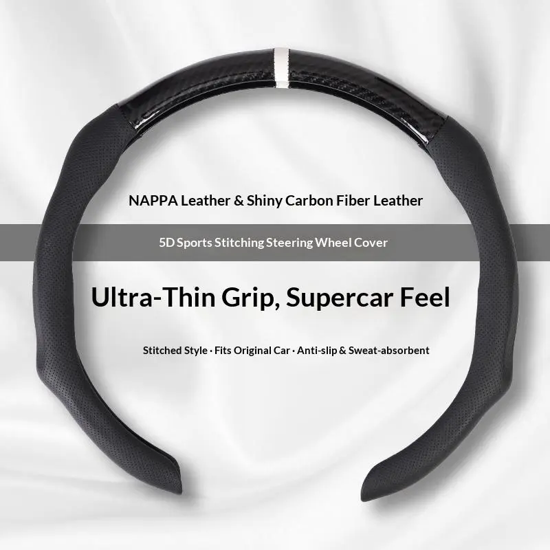 2026 Latest Upgrade Carbon Fiber Microfiber PU Leather Elastic Steering Wheel Cover - Anti-Slipping Steering Wheel Wrap, Durable PU Cover, Anti-Slip Lining, Better Control and Safety, Perfect Fit Car Interior Accessory, Elastic Fit sohochic, Steeringwheel