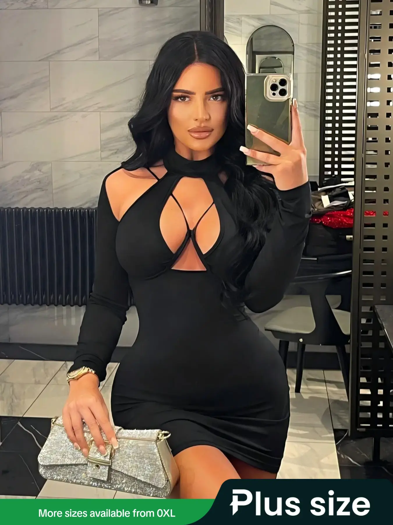 Black Cutout Crisscross Bodycon Dress,High Neck Long Sleeve Mini Dress,Y2K  Gothic Sexy Style Clubwear,2025 Trendy Party Cocktail Dress,TikTok Viral  Sheer Mesh Dress - TikTok Shop