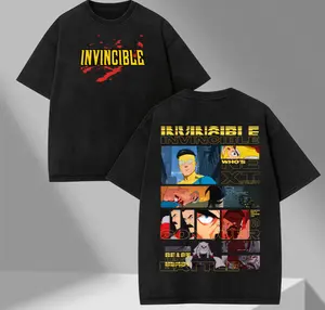 Invincible Mark Grayson V2 Double Printed Oversize Acid Tee TV Show Graphic Top Cotton Gift T-shirt For Comic Lover, Gift T-Shirt For Movie Lover