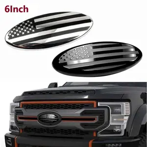 6 Inch Front Grill Tailgate Grille Sticker US Flag Oval Emblem Badge Car Sticker Decal For Ford F150 F350 Auto Car Styling