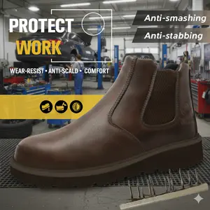Smash Proof Mens Steel Toe Work Shoes Puncture Proof Non Slip Breathable Durable Heavy Duty Performance Safety Footwear for Industrial and Construction