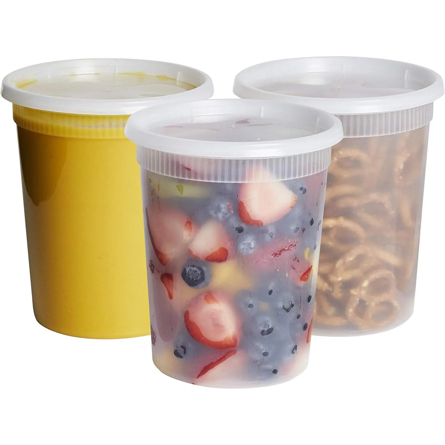32 oz Disposable Plastic Deli Containers with Lids - 24-Pack Disposable Tableware for Home Meal Prep, Party Soups, Housewarming Supplies