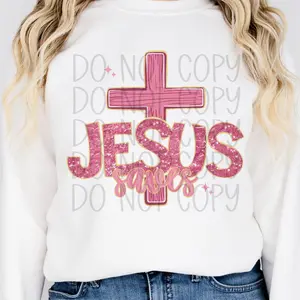 Jesus Saves Glitter Writing DTF Transfers - THIS IS NOT A SHIRT
