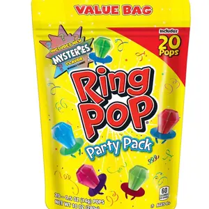 Ring Pop Party Pack Value Bag with 20 Pops Includes New Mysterees Flavor 0.5 oz Pops for Ages 6+