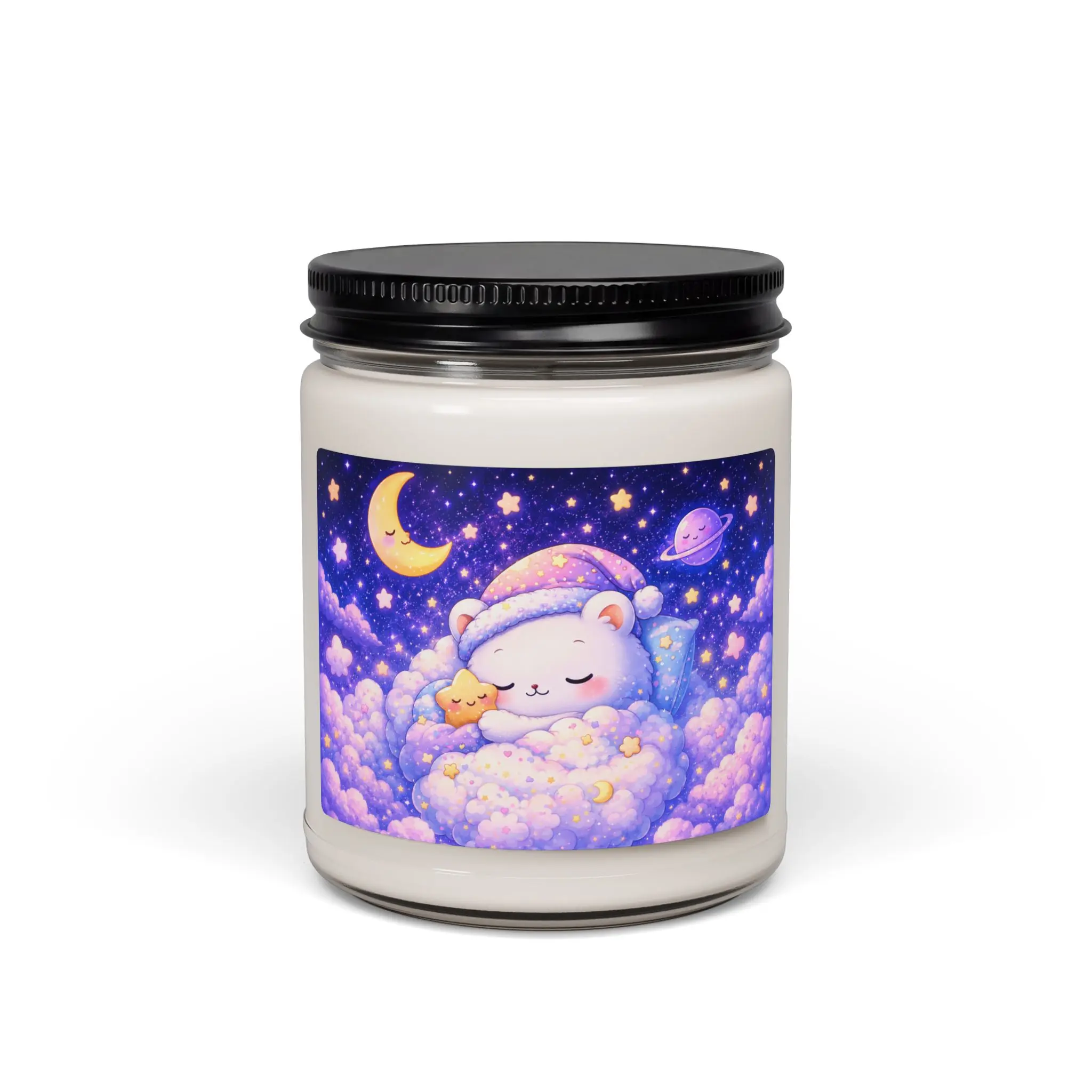Dreamy Sleeping Bear Moon Candle | Cute Nursery Soy Candle | Cozy Lavender Night Decor | Whimsical Gift | 9oz Scented Candle