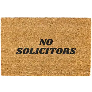 Funny Non-Slip Coir Doormat with Letters Pattern - Outdoor Entrance Mat with 'No Solicitors' Message