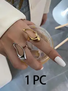Irregular Design Open-End Ring, Stackable, Unique Design, Simple & Elegant, 304 Stainless Steel, Perfect Gift for Women, Versatile Women's Jewelry, Gift Rings