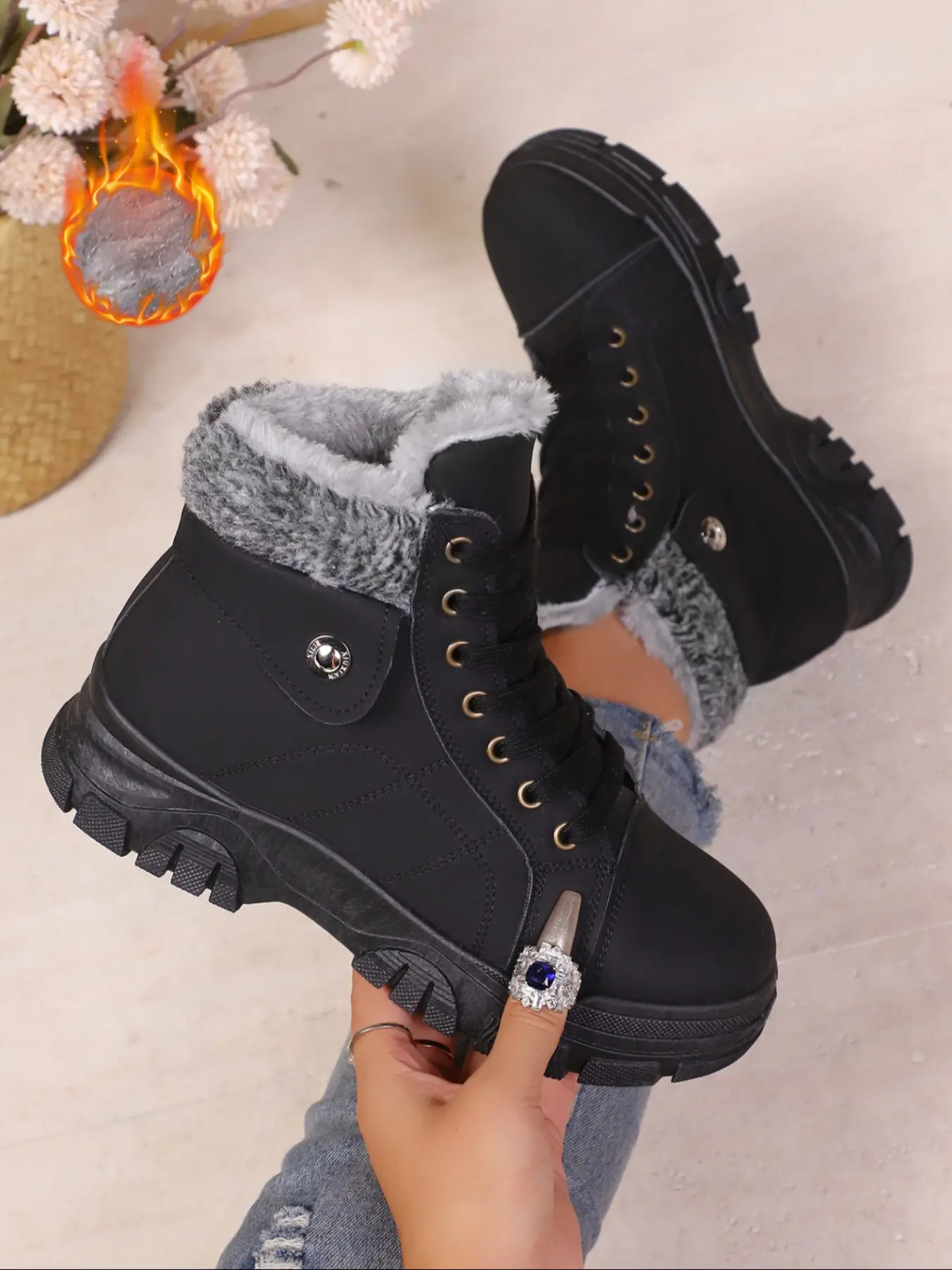 Women's Active casual sports short boots, Footwear, comfortable and soft with thickened fleece for warmth, suitable for outdoor adventures and walking in autumn and winter, perfect for everyday casual wear, Fall boots