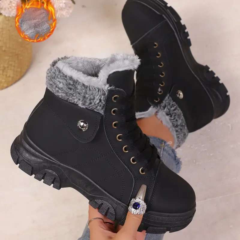 Women's Active casual sports short boots, Footwear, comfortable and soft with thickened fleece for warmth, suitable for outdoor adventures and walking in autumn and winter, perfect for everyday casual wear, Fall boots