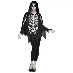 Women's White Bones Poncho Costume