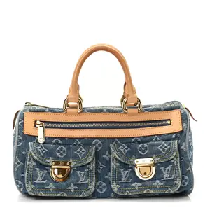 Pre-owned Louis Vuitton Denim Handle bag Monogram Neo Speedy Blue 4000007730593