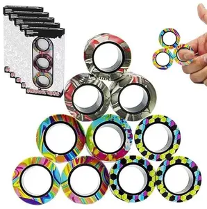 Magnetic Finger Spinner Rings, ADHD Anxiety Relief Fidget Toys for Kids 8+, Teens Boys & Adults, Sensory Stress Relief Toys, Birthday Gifts, Classroom Party Favors
