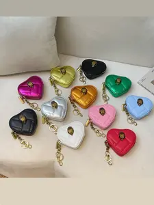 Heart Pattern Coin Wallet, Mini Earphone Bag, Keychain Accessory, Cute Storage Pouch, Suitable for Various Bags, All Seasons