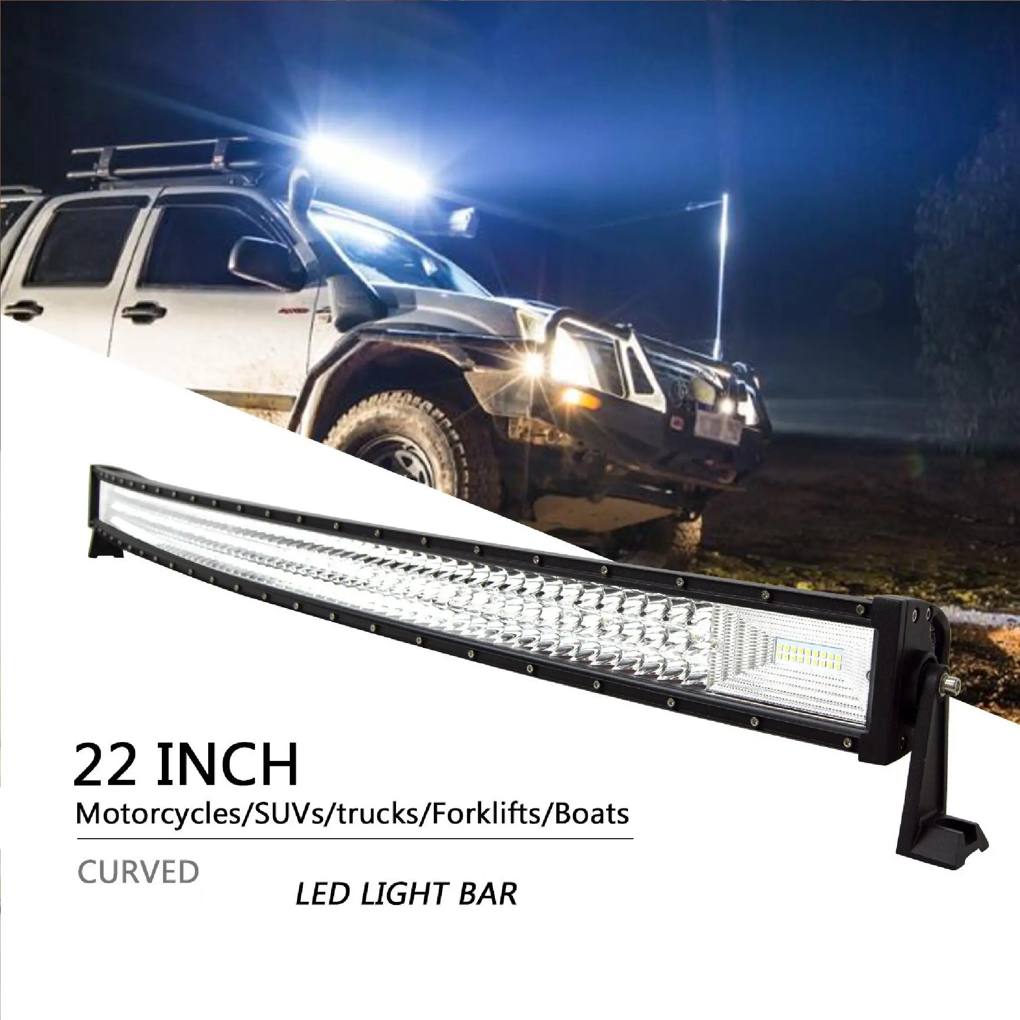 22 Inch Curved LED Light Bar 2-Row Combo Beam Waterproof LED Work Light 12V 24V Off Road Driving Light for 4x4 4WD SUV ATV Truck