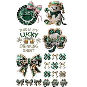 St Patrick's Rhinestone premade DTF gang sheet-6 adult prints,St Patricks Day Premade DTF Gang sheet, St Patricks Day transfers, St Patricks Day heat transfer, St Patricks Day Tansfers Top Womenswear Graphic Tshirt Streetwear
