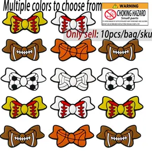 Sports Themed Silicone Beads, 10pcs/set Cute Bowknot Design Mixed Beads, DIY Jewelry Making Supplies for Bracelet & Necklace & Keychain, DIY Kit