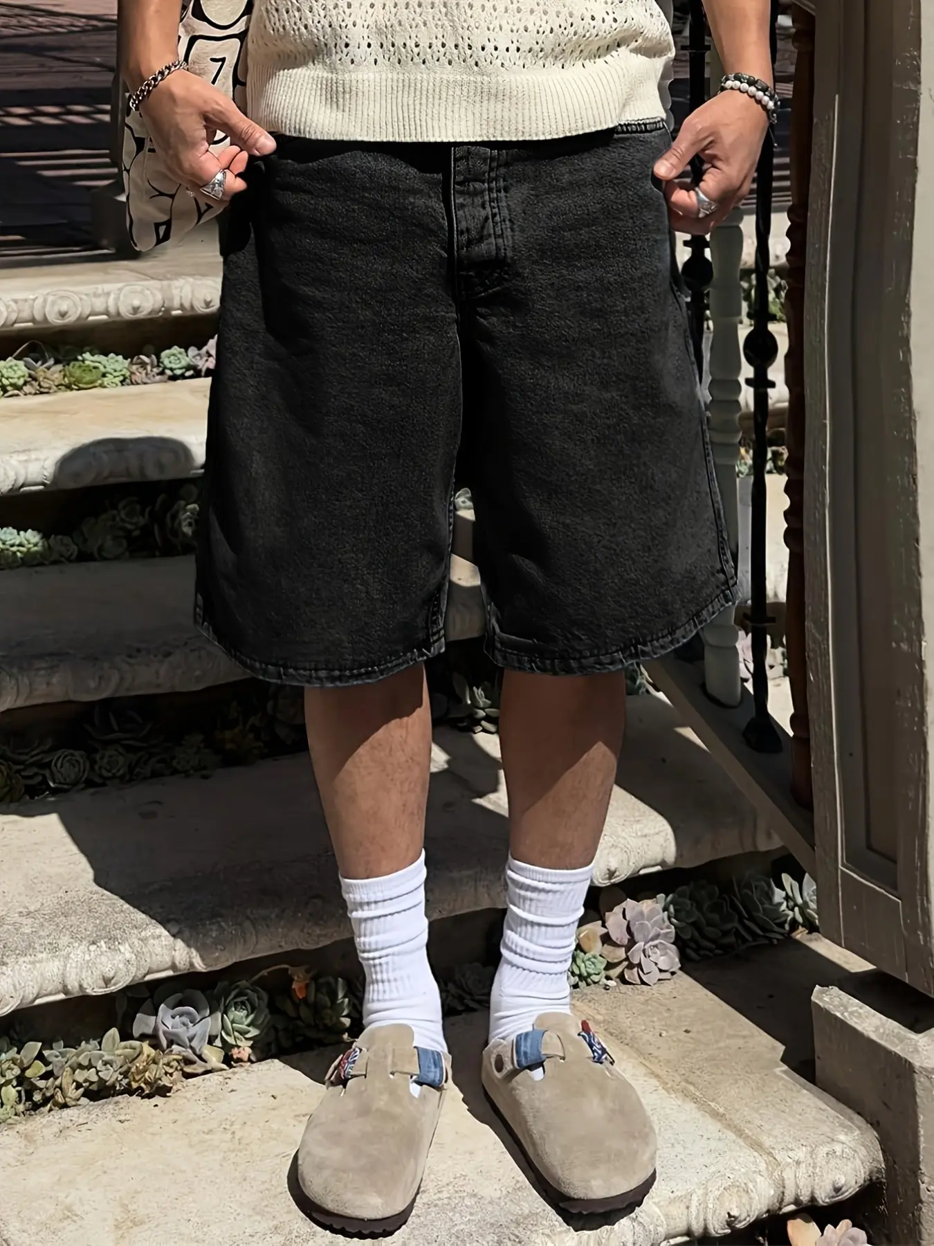 Classic Vintage Washed Comfy Denim Shorts, American Retro Style, Men's Loose Fit Jeans, Comfortable Casual Wear, Menswear, Perfect for Everyday Use, Streetwear