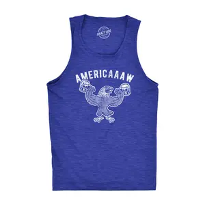 Americaaaw Mens Fitness Tank  Funny 4th Of July Merica Bald Eagle Beer Drinking Graphic Party Shirt Funny Workout Shirt for Men with Plus Sizes Patriotic Tank Top for Men Funny Beer Sleeveless Tee Novelty Tank Royal