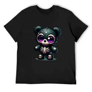 Scare Teddy Bears Print T-shirt Scary Funny Halloween Shirts Short Sleeve Graphic Tee Tops for Men