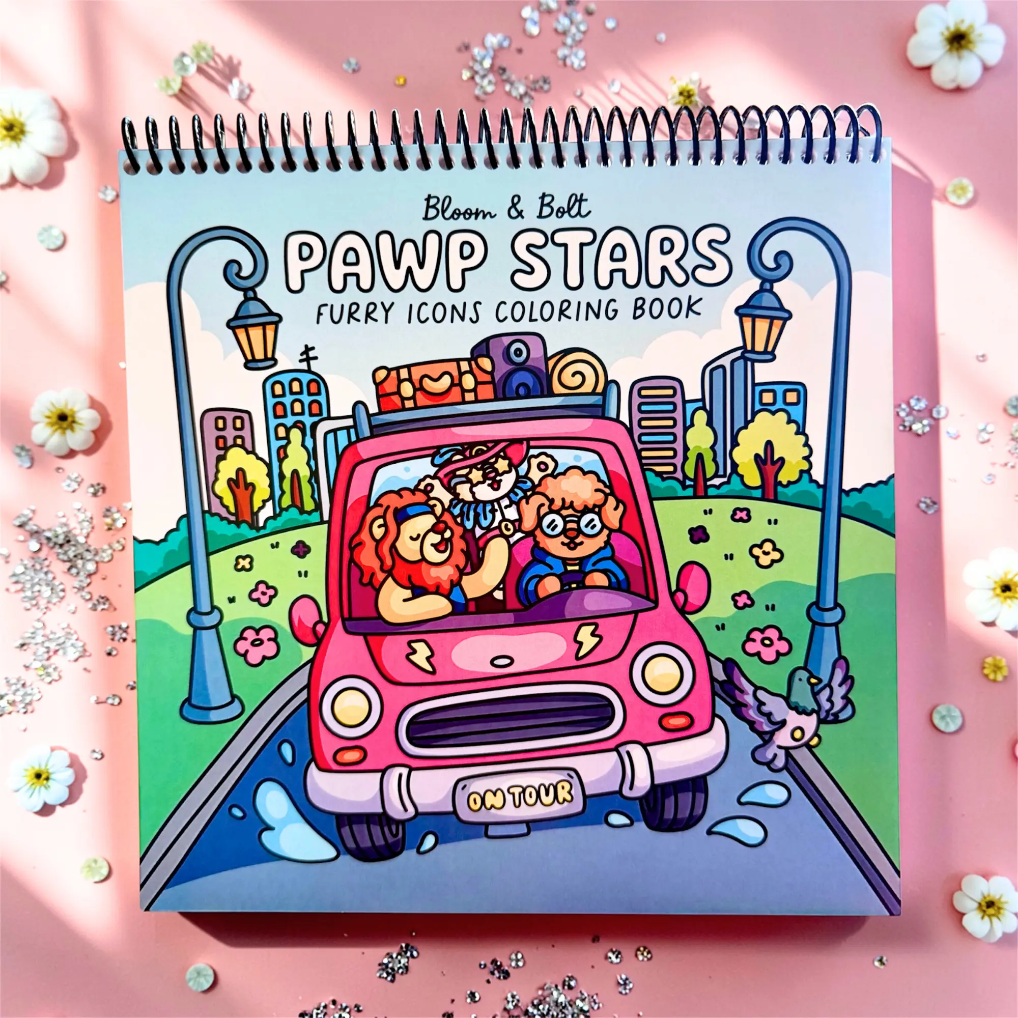 Bloom & Bolt Pawp Stars Spiral Coloring Book - Relaxing Pop Culture-Inspired Scenes for All Ages, Art Supplies with Art Pens