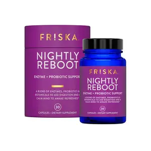 FRISKA Nightly Reboot Supplement for Optimum Health and Fitness (Digestive Enzymes, Probiotics & 3mg of Melatonin)