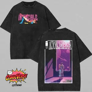Invincible Mark Grayson Atom Eve Love Super Hero Comics Wash Tshirt Cotton T-shirt Universe Cartoon Shirt - Graphic tees Top TV show Comic Fans - Menswear Limited Edition comic tshirt ,graphic tees,men gifts Gift men's t shirts dailywear 3QE