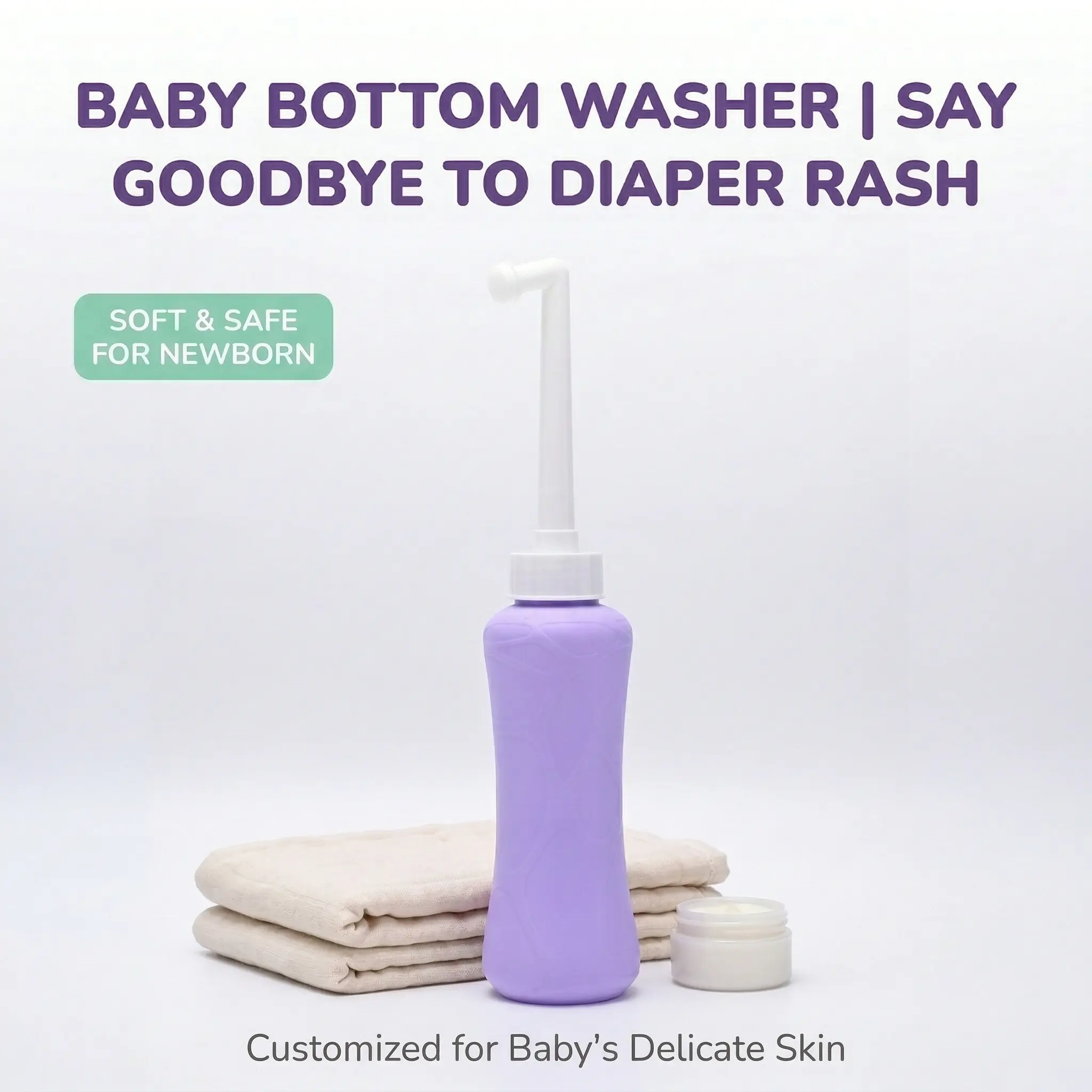 Baby Cleaning Bottle for Newborn, Gentle Hygiene Wash Bottle with Angled Nozzle, Portable Diaper Cleaning Essential, Newborn Daily Care Essential, Baby Hygiene Bottle 360° Spray, Soft Squeeze