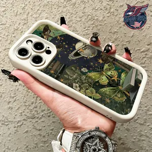Whimsigoth Celestial Moth Mushroom Dark Academia Pattern for iPhone 17 16 15 14 Pro Max 13 12 11 Air XR XS Plus Slim Shockproof Protective TPU Case