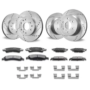 fathersdaygift VEVOR Front Rear Brake Kit for 2014-2018 Chevy Silverado GMC Sierra 1500, 2015-2020 Suburban Tahoe Yukon XL Escalade ESV, Drilled Slotted Brake Rotors Ceramic Brake Pads Replacement Kit