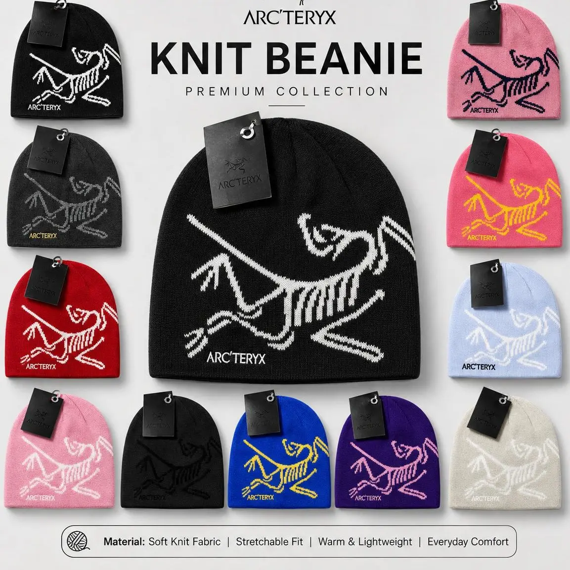 Arc’teryx Skull Beanie - Trending Winter  Unisex Soft Knit Streetwear Cap, Cozy Winter Essential, 2026 Trending Sports Collectible Headwear, Y2K vintage