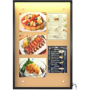 24"X36" Enclosed Bulletin Board with LED Lights, IP65  Notice Board Outdoor UV-Resistant, Lockable Cork Bulletin Board for Office, School, Restaurants