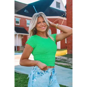 Lucky Me Ribbed Baby Tee - Green