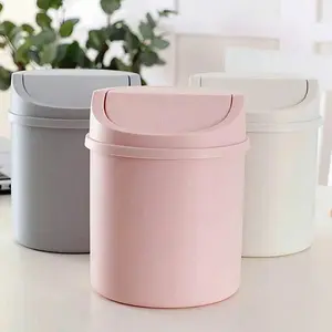 Mini Garbage Bin, Covered Trash Can, Desktop Trash Can, Plastic Waste Paper Basket, To Prevent Odor Leakage, Odor Prevention, Storing Fruit Peel & Paper Scraps To Keep Desk Tidy, Storage, For Office, Living Room, Study, Coffee Table Decor