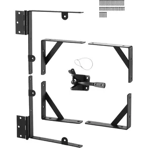 VEVOR Gate Corner Brace Bracket, 2 Sets, Anti Sag Gate Frame Hardware Kit, Gate Frame Brace Bracket with Latch Lock, Screws, for Shed Doors, Corral Gates, Driveway Gates, Wood Windows, Iron, BlackVEVOR Super Brand Day