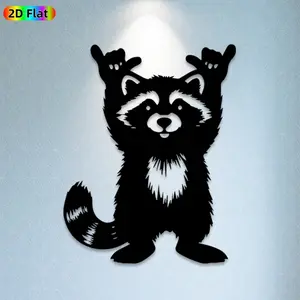1pc Raccoon Metal Wall Art,Raccoon Statue Mural, Ideal Gift for New Year, Easter, Animal Decor Enthusiasts, Weather-Resistant Metal Wall Decor Wall Sculptures, Perfect for Garden Fence & Living Room Wall, Cute Animal Art Lovers