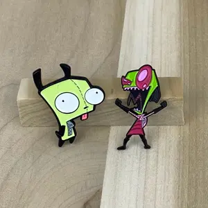 Invader Zim Pin Set - Gir and Invader Zim Character Pins, 1.5 Inches, High-Quality Materials, Fashion Accessories