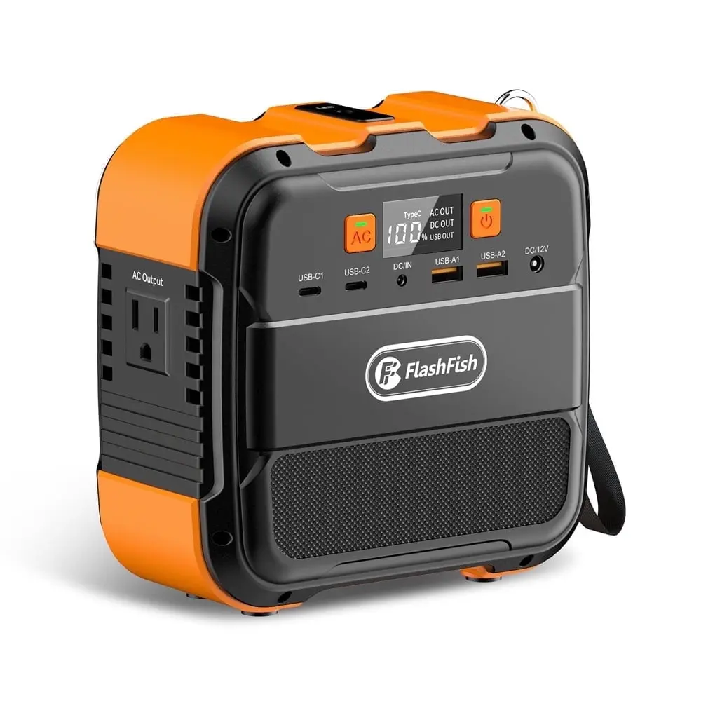 Portable Power Station 98Wh Lithium Battery, 120W Pure Sine Wave AC Outlet, USB-C PD, QC 3.0 USB, DC Output and LED Emergency Light for Camping, Travel and Home Backup