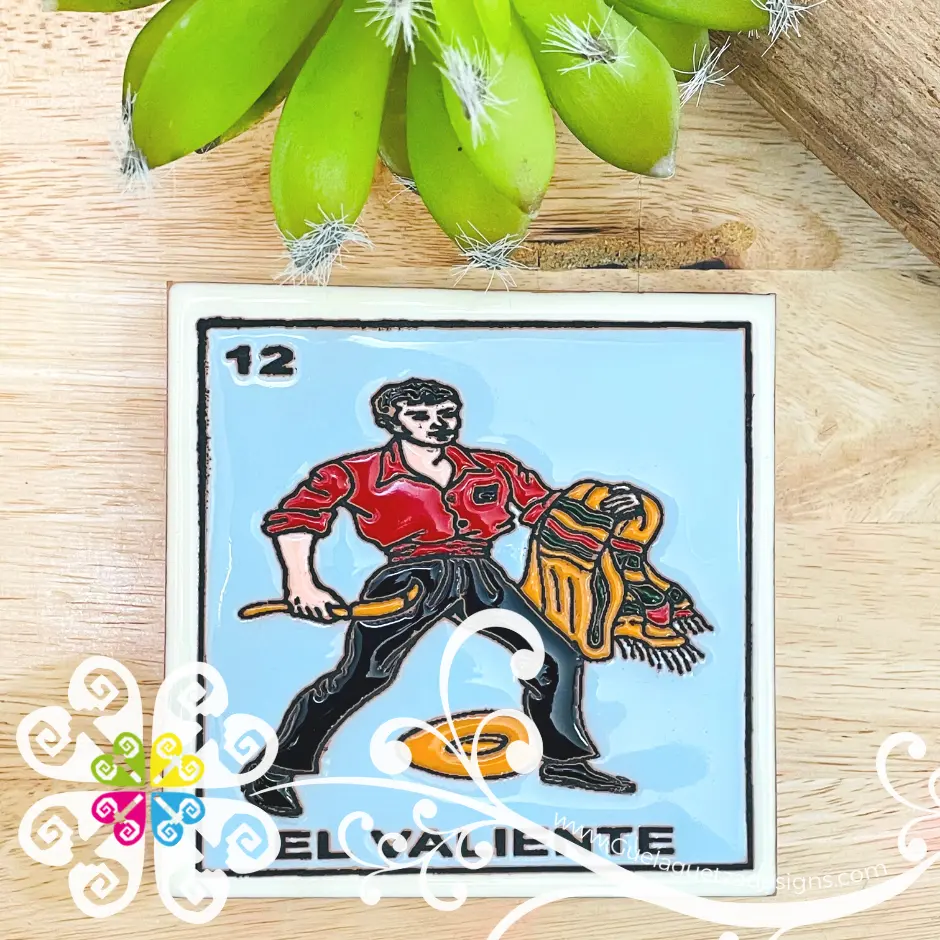 Mexican LoteriaMX Coaster Tile - 12 El Valiente