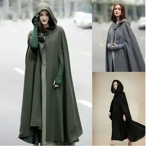 European and American Five-Color Hooded Cape Extra Long Halloween Cloak Women's Coat