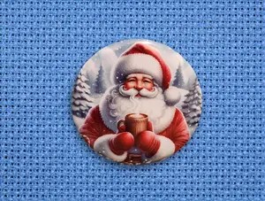 Santa with Hot Cocoa Magnetic Needle Minder – Christmas Cross Stitch & Embroidery Accessory
