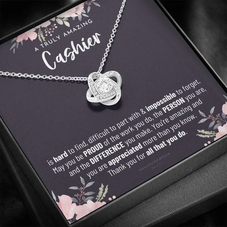 Gift For Female Casher, Casher Gift, Casher Appreciation Gift, Birthday, Love Knot Necklace