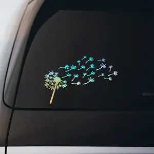 Dandelion Flying Sticker Vinyl Decal Notebook Car Window Laptop 8" x 5.5" | Holographic |