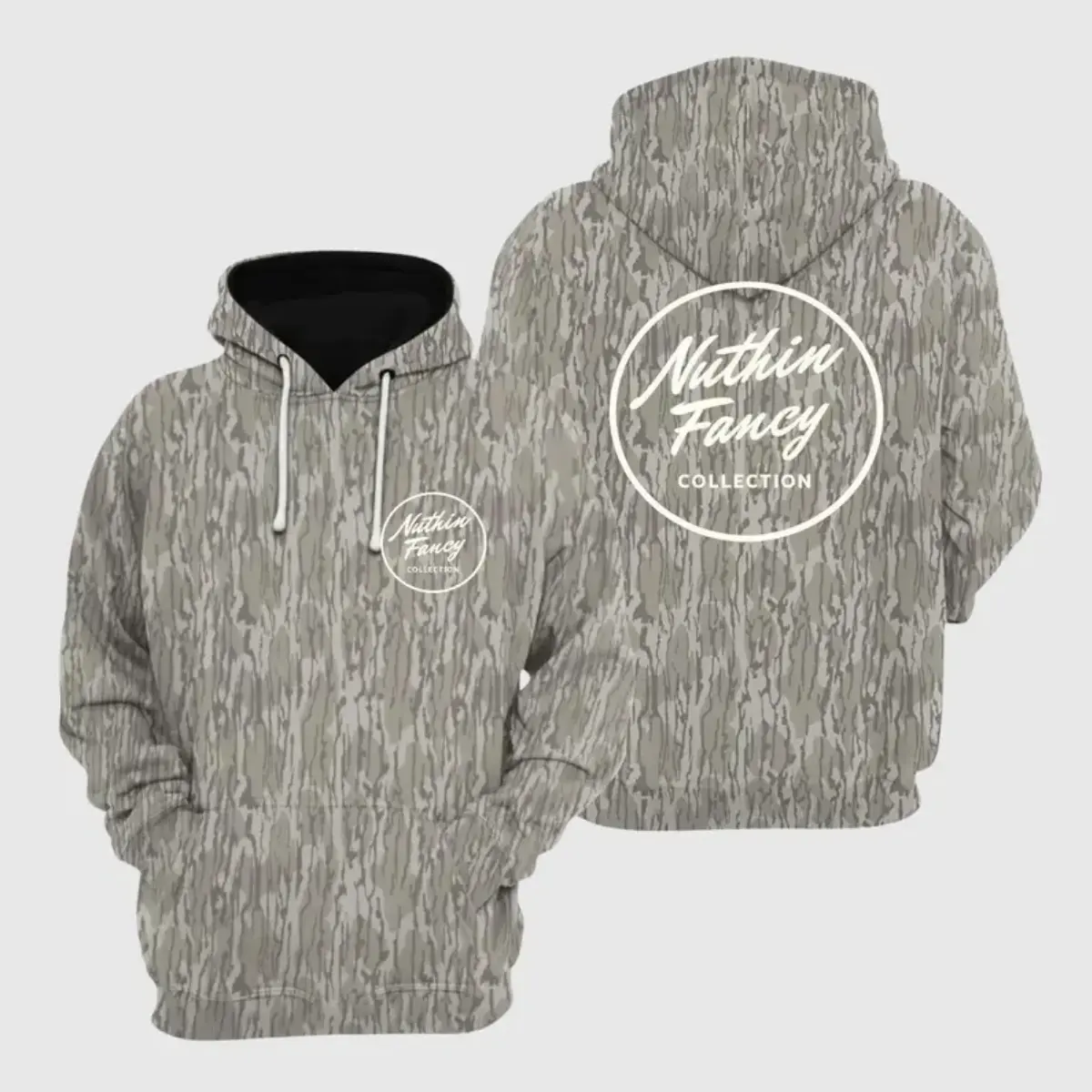 Mossy Oak Bottomland Camo Hoodie, Nuthin Fancy Collection Unisex Hunting Hoodie, Outdoor Pullover Sweatshirt S-5XL