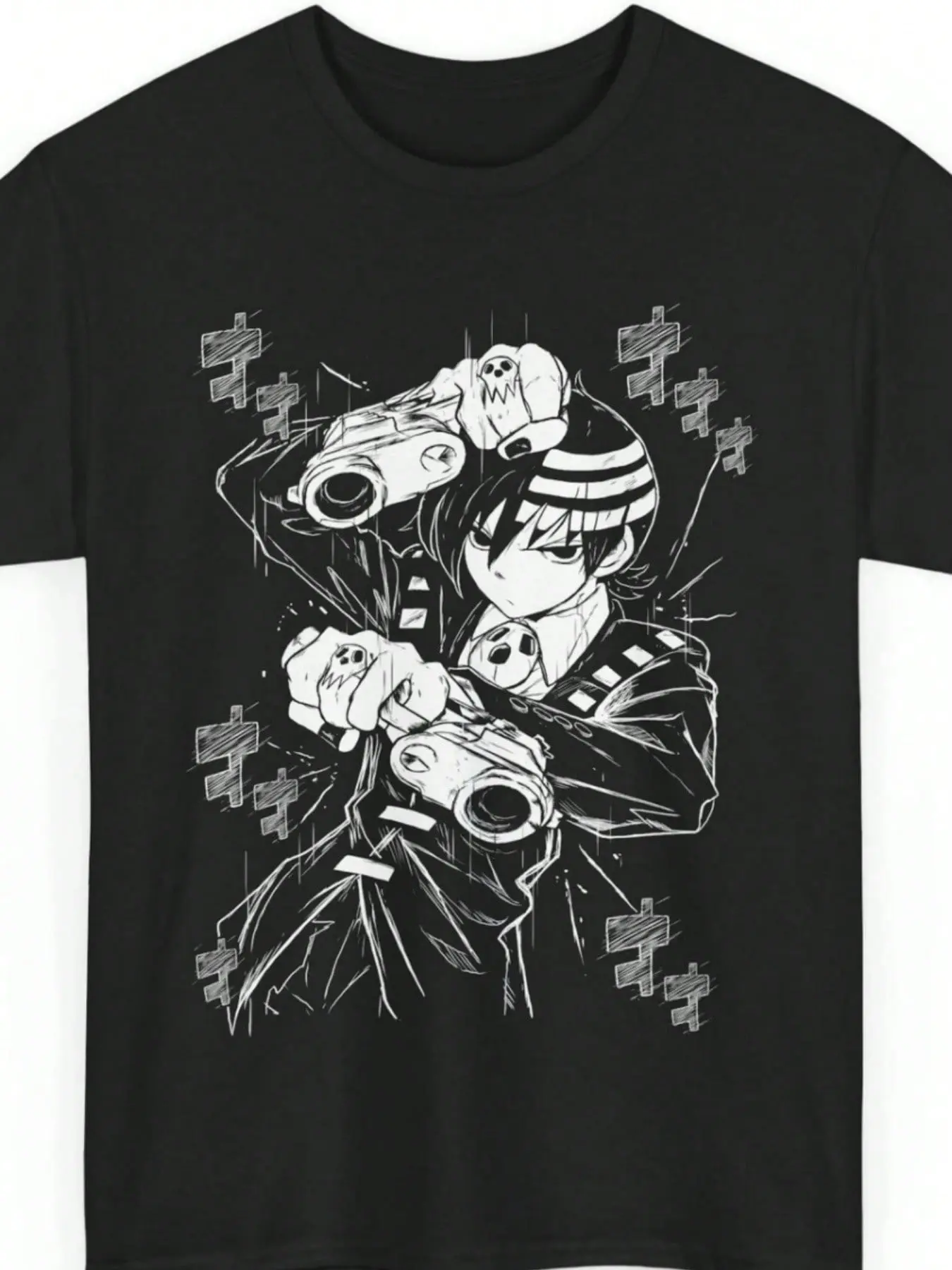 Unisex Soul Eater Death the Kid Inspired Anime Graphic T-Shirt, Black Short Sleeve Casual Fan Top For Men Women