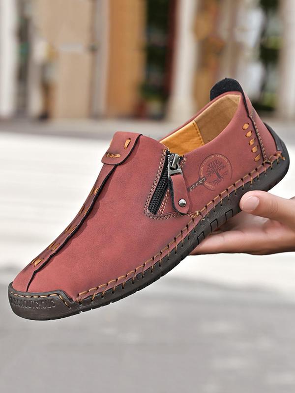 New Men's Casual Solid Color Zipper Side Walking Shoes, Fashionable Breathable Comfortable Sports Shoes for Outdoor, Male All-match Round Toe Shoes for Daily Wear New Men's Casual Solid Color Zipper Side Walking Shoes, Fashionable Breathable Comfortable Sports Shoes for Outdoor, Male All-match Round Toe Shoes for Daily Wear