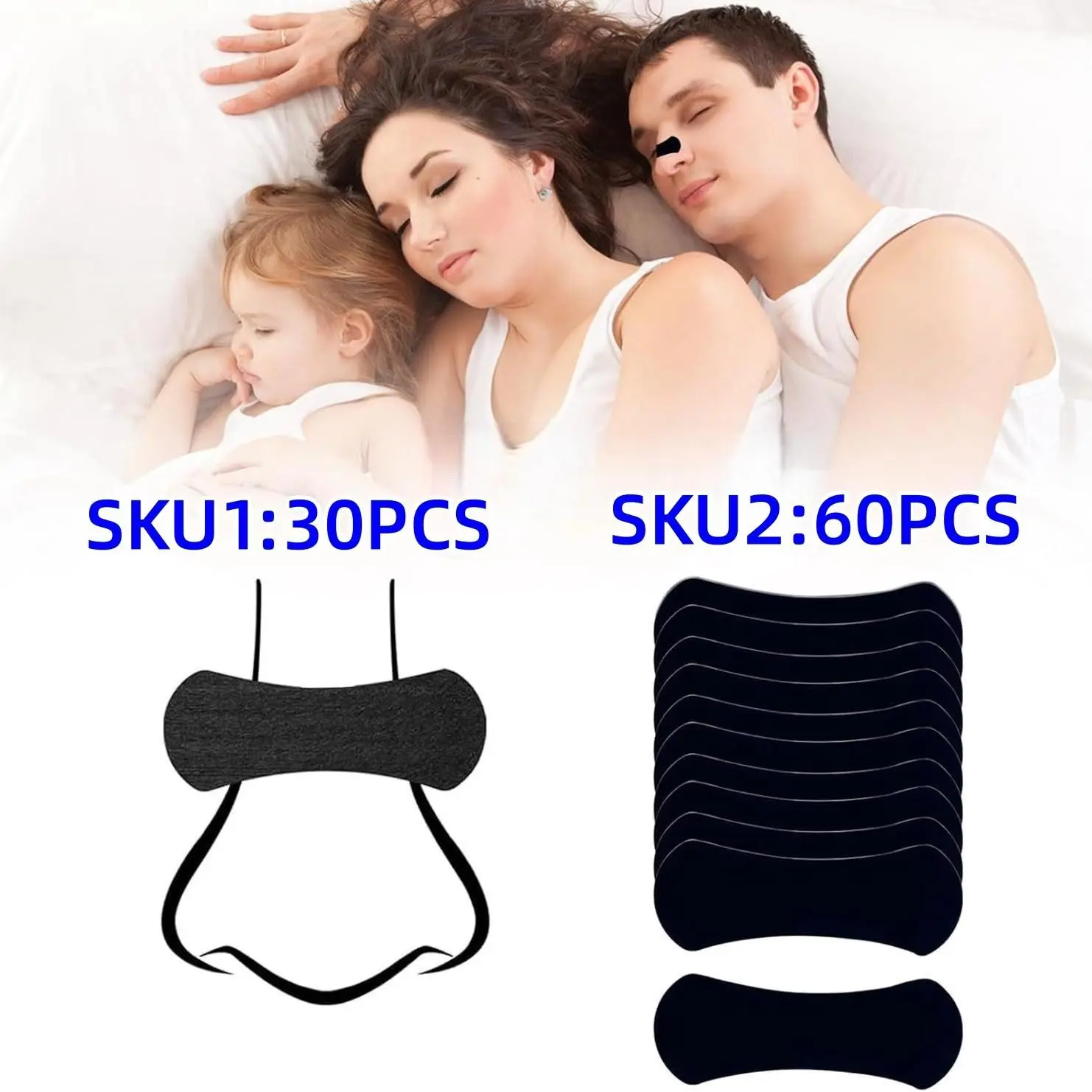 30/60 Pcs Unisex Men Nasal Strips for Snoring and Congestion Relief, Breathable Non-Woven Material, Instant Congestion Relief, Better Sleep and Breathing, Breathable Nose Strip, Nasal Patch