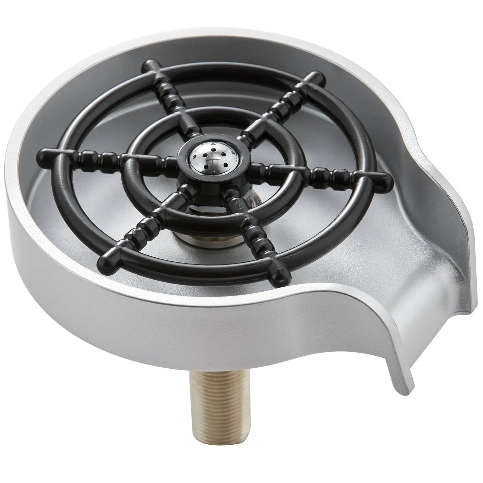 VEVOR Glass Rinser, 10 Powerful Spraying Jets 360 °   Rotating Cup Rinser for Sink, Wearproof ABS Sink Faucet Cup Washer & ABS Cup Holder for Baby Bottle, Glass Cup, Wine Glass (Silver-White Base)