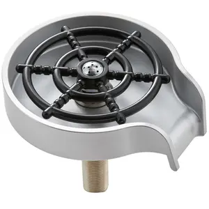 VEVOR Glass Rinser, 10 Powerful Spraying Jets 360 °   Rotating Cup Rinser for Sink, Wearproof ABS Sink Faucet Cup Washer & ABS Cup Holder for Baby Bottle, Glass Cup, Wine Glass (Silver-White Base)