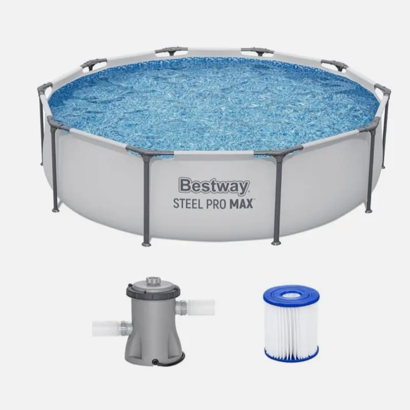 Bestway 10' x 30" Above Ground Pool, Round Metal Frame Outdoor Swimming Pool
