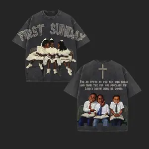 First Sunday Retro Graphic Print Acid Washed T-Shirt, Vintage Washed T-shirt, Faded Graphic Tee, Retro Style Shirt, Classic Shirt, Vintage Top, Oversized Washed Cotton Tee for Men and Women